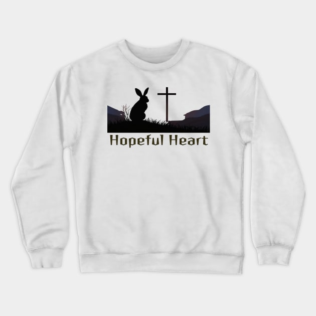 Hope ful Heart /Easter Bunny with a Cross /  Easter Gifts Crewneck Sweatshirt by benzshope